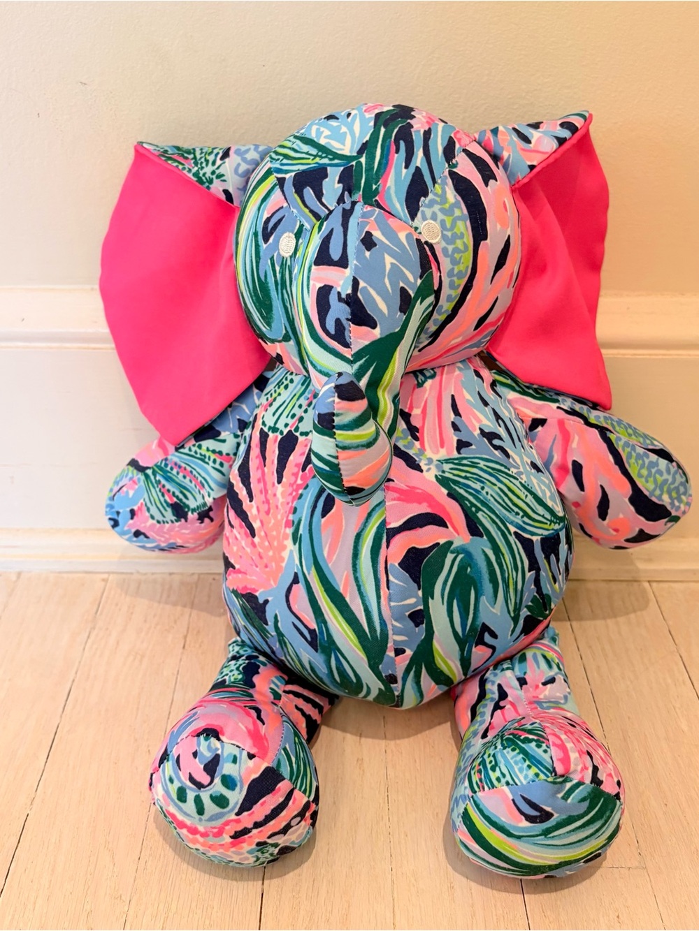Lilly Pulitzer Minnie The Elephant “High Tide Navy” Twill Stuffed Toy